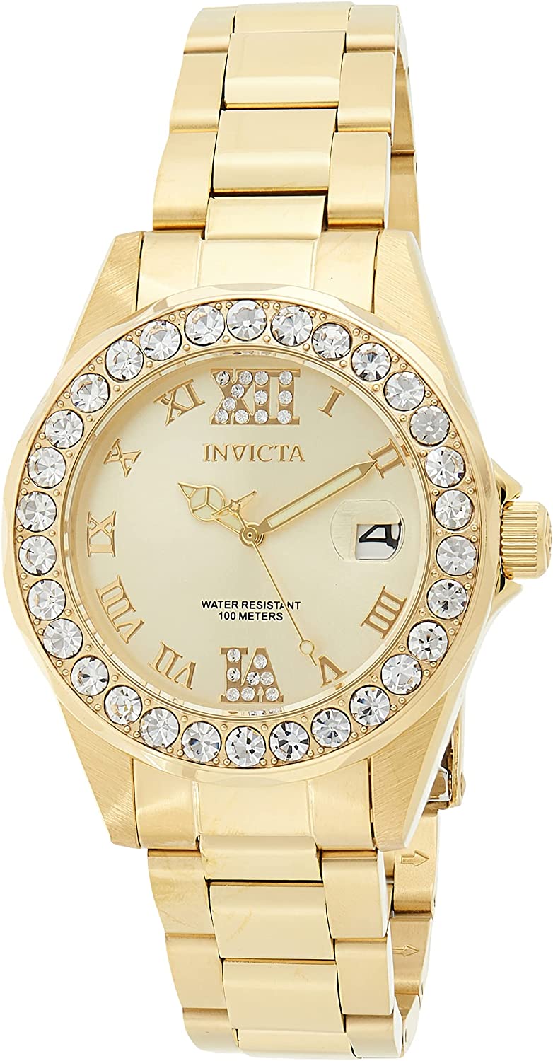 230816062516434_1 Invicta Women's Pro Diver Crystal Accented 18k Ion-Plated Stainless Steel Watch - Image 1